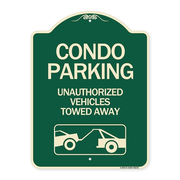 Signmission Condo Parking Unauthorized Vehicles Towed Away Heavy-Gauge Aluminum Sign, 24" x 18", G-1824-24238 A-DES-G-1824-24238 - main